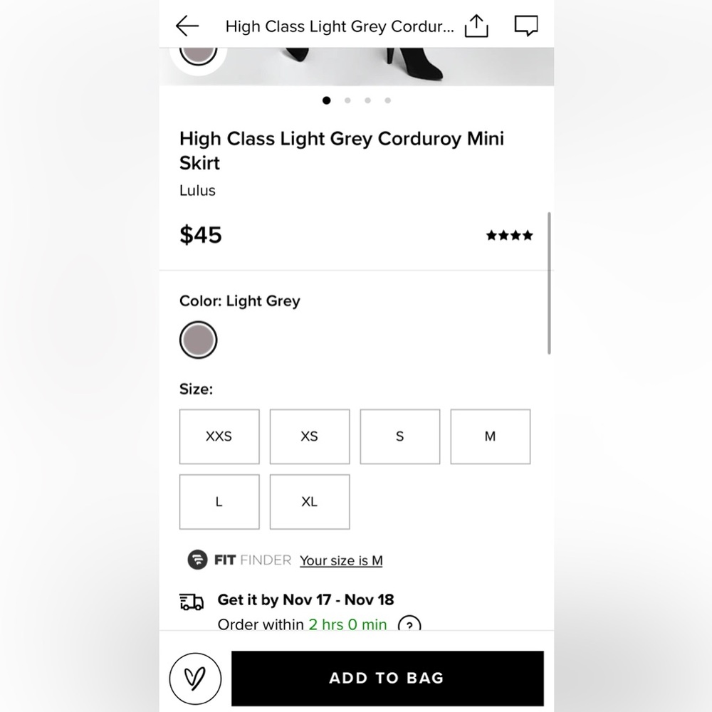 NWT Lulus High Class Light Gray Corduroy Mini Skirt Size Medium - Picture 6 of 6